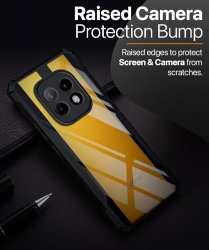Image of WOW IMAGINE Shock Proof Clear Protective Back Case for Realme Narzo 70 Turbo 5G - AirEDGE Technology | 360 Degree Camera Protection | Transparent Hybrid Back Case Mobile Cover - Black