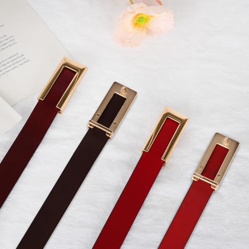Image of Aurolran Women's Leather Belt with Buckle - Ideal for Dresses, Jeans, and Coats