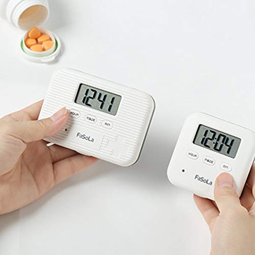 Caixa de comprimidos portátil TOPBATHY com alarme vibratório, 4 compartimentos, portátil para viagen