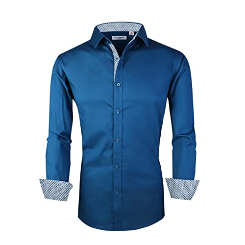 Alex Vando Mens Dress Shirts Regular Fit Long Sleeve Stretch Business Dress Shirts for Men