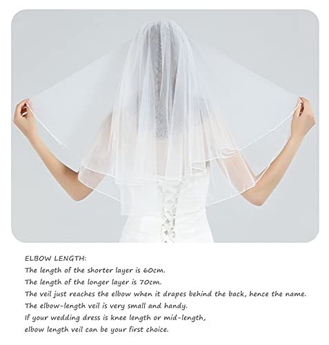 BEAUTELICATE Sluier bruidssluier bruidssluier bruidssluier bruiloft zachte tule wit ivoor lang korte zwengelrand met metalen kam 2 lagen V38 - Image 6