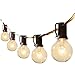 Outdoor String Light 50Feet G40 Globe Patio Lights with 52 Edison Glass Bulbs(2 Spare), Waterproof Connectable Hanging Christmas Lights for Backyard Porch Balcony Party Xmas Decor, E12 Socket, Black