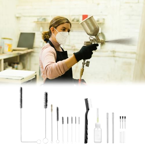 Image of QWORK Air Spray Gun Cleaning Kit, 22-Piece Set for Air Spray Paint Gun Maintenance, Includes Brushes, Needles, Lubrication Bottle, and Storage Case