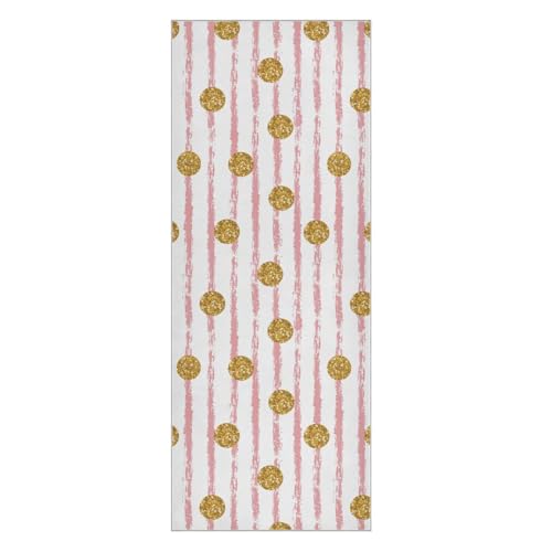 susiy Pink Stripes Gold Pattern Non-Slip Yoga Mat Towel,Hot Yoga Towel for Sweat & Grip Dots,Yoga Mat Cover Blanket for Hot Yoga Bikram Pilates Gym Travel