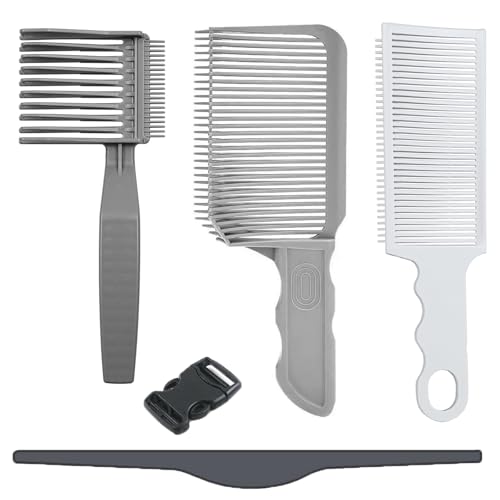 ZYEKIU 4 Piezas Peine Hombre Curvo Peluqueria Profesional Cinta Silicona Ajustable Plantilla Corte Pelo Degradado para Corte Maquina Cortar Peine Cortapelo Cortador Puntas Abiertas Cabello