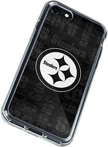Skinit Clear Phone Case Compatible with iPhone SE (2nd & 3rd Gen) - Officially Licensed NFL Pittsburgh Steelers Black & White Design