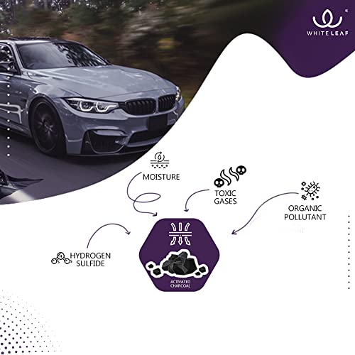 Image of Whiteleaf Activated Coconut Charcoal Absorbent | Car Air Freshener | Made of 100% Pure Activated Carbon | Helps to Remove toxins and Odor Inside The car | Deodorizer for car