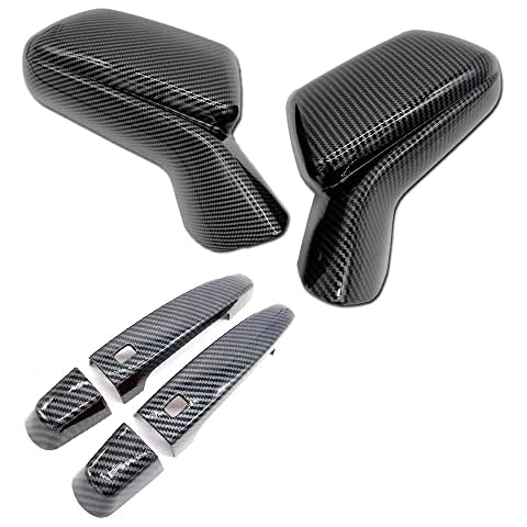 S SIZVER Carbon Fiber Print Door Mirror+Handle Cover Overlay Compatible With 2016-2021 Camaro Cover