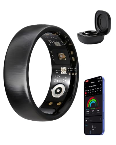 Smart Ring for Women Men, Health & Fitness Tracker Ring, Carbon Black,#12