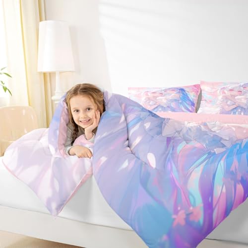 Image of Erosebridal 3D Kawaii Girly Bedding King Size, Japanese Girl Comforter Set for Kids Toddler Girls Cherry Blossoms Bedding Comforter Sets, Watercolor Romance Duvet Set Happy Friendship Down Comforter