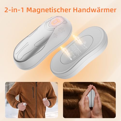 OUTJUT 12000mAh Magnetischer Handwärmer Elektrisch 2er-Set, 360°-Wärme – Ansicht 3