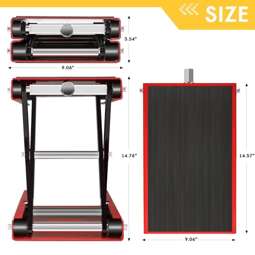 Motorcycle Lift Jack 1100LB Center Scissor Stand for ATV Scooter Dirt Bike Adjustable from 3.25" to 13.25", Red - Image 6