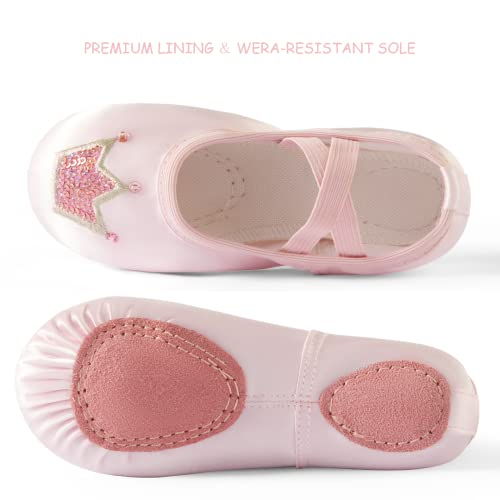 TRIPLE DEER Ballet Shoes for Girls, Satin Dance Practice Slippers Split Soft Leather Flat Sole Yoga Gymnastics Shoes (Toddler/Little/Big Kid)3