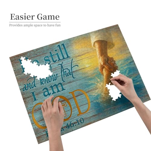 Rompecabezas de Madera Cristiano de 500 Piezas para Adultos - 'Estate quieto y sabe' Versículo Bíblico Jesús, Puzzle de Fe, Regalo Inspiracional para Familias Cristianas, Decoración del Hogar y Desafío Espiritual miniatura 4