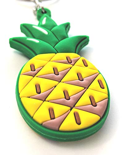 Gt//Rotors Pineapple Rubber Keychain Soft Pine Apple Pvc Double Sided Car Keys Fob Accessory #TOP1