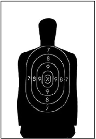 B-29 Qualification Target 50 Foot Reduction of B-27 Police Silhouette Black Size: 11.5" x 22"