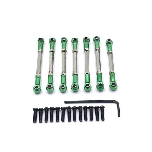 Metal Upgrade Front and Rear Steering Adjustable Links for WLtoys 1/10 104001 104002 RC Car Parts(Green)