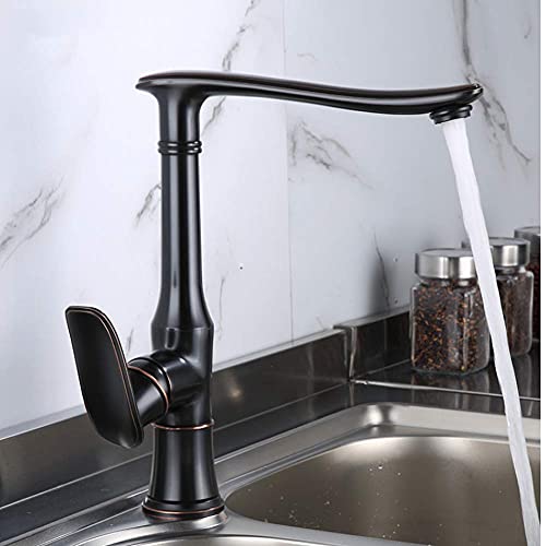 SXLSZ 360° Drehbar Küchenarmatur Wasserhahn Küche, Nostalgie Retro Einhebelmischer Spültisch Armatur Für Küche Spüle, Antikes Messing Spültischarmatur HEI?es Und Kaltes Mischbatterie,Antikes Messing Cover