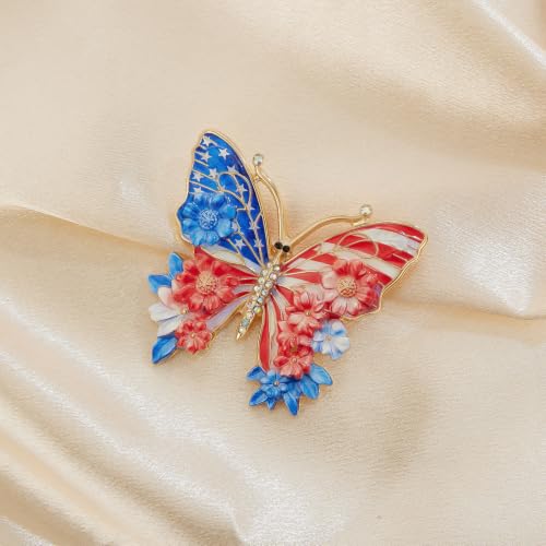 Image of YOQUCOL USA Flag Womens Brooch Pin American Patriotic Enamel Brooches for Women Dress Accessories