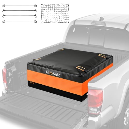 Truck Bed Cargo Bag with Cargo Net, 26 Cubic Feet (51''x40''x22''), 4'x6' Cargo Net Stretches to 8'x12', 100% Waterproof Heavy Duty PVC, Fits Any Truck Size, Convenient for Installation