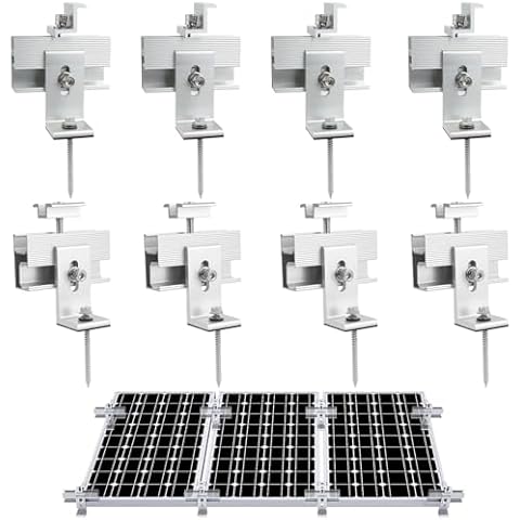 Solar Panel Mounting Brackets, 8PCS Solar Panel Mount Kit, Aluminum Alloy Solar Panel Mounting Kit for Flat Roof, Pitched Roof, Roof Rack Mounting Brackets Cover