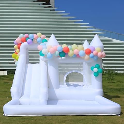 White Bounce House with Blower,Kids Bounce House,Ball Pool Family Backyard Bouncy Castle,Suitable for Yard,Events,Parties,Weddings,Children's Gifts(13ftL×10ftW×8ftH) Cover