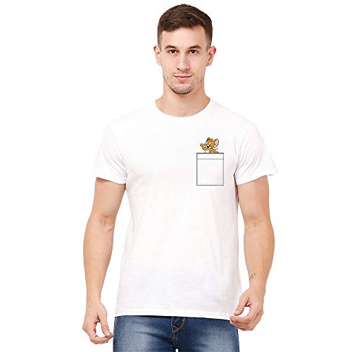 Image of Free Authority Tom & Jerry Printed Regular Fit White Cotton Men's T-Shirt