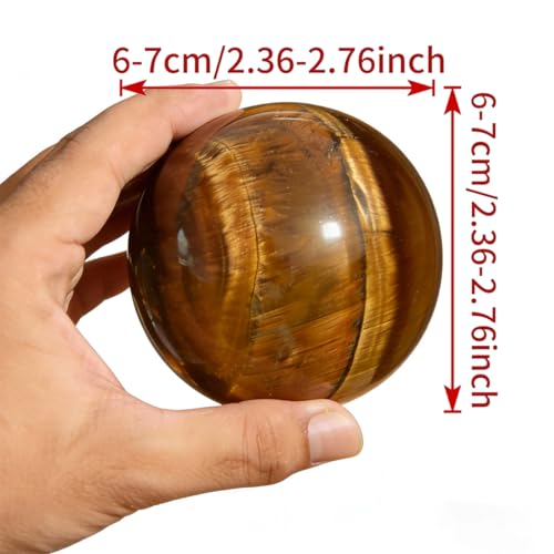 AierCrystal 2.36-2.76in Tiger's Eye Sphere with Stand, Natural Stone Crystal Ball, Feng Shui Home Decoration Positive Energy Scrying Orb Meditation Tool for Spiritual Space Purification by AierCrystal - Used condition - Image 2