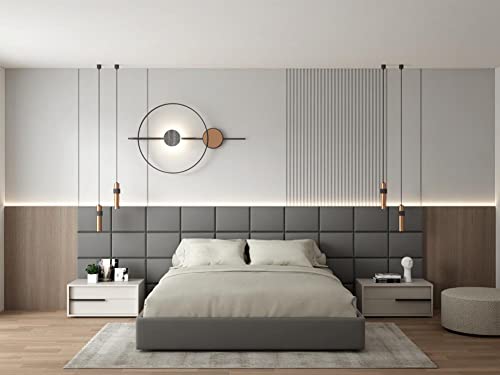 Am Dekor Panel Headboard, Horizontal Upholstered Panels, Elegant And Modern, Peel And Stick, Easy Assemble, 15.7 In X 11.4 In (Iron Gray, King/Cal.king) #TOP2