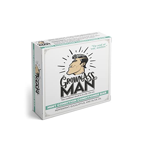 Grown Ass Man Co. Conditioner Bar For Men - Plastic Free & Eco-Friendly, Natural & Organic Hydration For All Hair Types Made With Essential Oils For Soft, Smooth, Healthy Hair, 4.5 Oz Bar (Mint Condition, Single) #TOP13