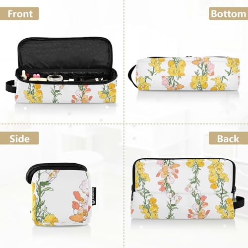 Bolsa de viaje blanca con flores amarillas para herramientas de cabello y tapete resistente al calor con cierre para planchas y accesorios de cuidado capilar miniatura 5
