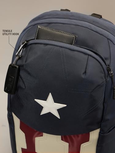Image of The Souled Store Captain America: The Shield Backpacks | Official Marvel Merchandise | Premium Water-Resistant Laptop Bag with Shield Graphic | Durable Urban Travel Rucksack for Men & Women