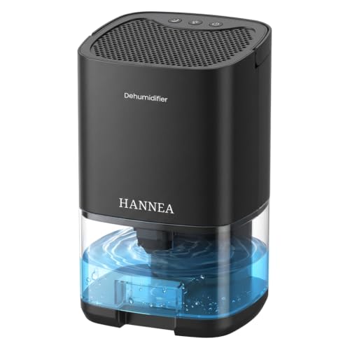 Image of HANNEA1000ml Home Dehumidifier, Compact Moisture Absorber with Auto Shut-Off, Color Ambient Night Light & Quiet Operation, Small Room Dehumidifier for Bedroom, Closet, Office, 15x13x25cm