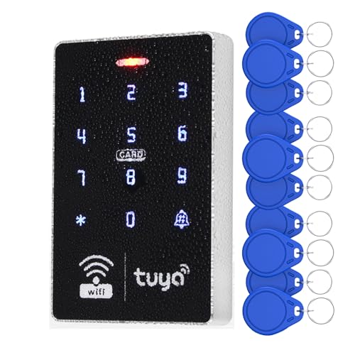 jasugKEY Control de Acceso WiFi Inteligente, Teclado RFID Impermeable IP68, Control Remoto por App Tuya, Wiegand 26/34, Doble Frecuencia (125KHz/13.56MHz), Registro de Desbloqueos