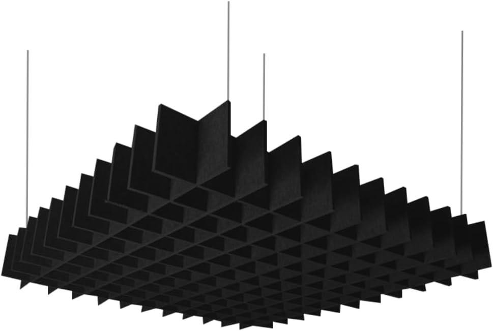 Timber Acoustics® Acoustic Ceiling Grid Cloud for Sound Absorption | Aesthetic, Easy to Install, Durable Acoustic Panels for Offices, Studios, Home Theaters, and Seminar Halls (Black, 3' x 3')