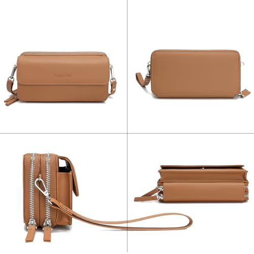Image of Lanyani RFID Crossbody Wallet Wristlet Purse with Phone Pocket For Women Vegan Leather