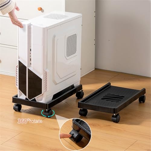 Soporte de piso para CPU, base móvil para torre PC, soporte estable para CPU con 4 ruedas giratorias miniatura 4