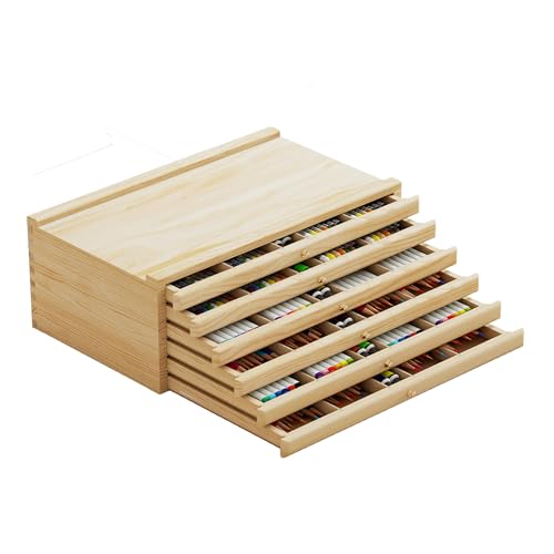 jxgzyy Aufbewahrungsbox für Künstler 6 Schublade 40×25.5×15.5cm Schubladen Organizer Holz Schubladenbox Werkzeugkiste für Künstlerbedarf,...