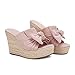 PiePieBuy Womens Platform Espadrilles Slip On Wedge Sandals Bow Tie Open Toe Slides Shoes, Pink, Size 7.5