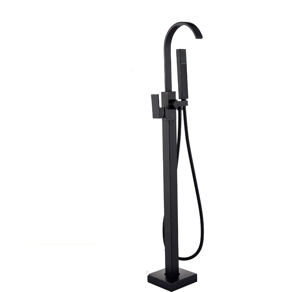 SnamicE Faucet Bathtub Faucet Brushed Nickel Bathtub Faucet Freestanding Bathroom Tub Faucet with Handshower Swive Spout Floor Mounted Bath Shower Mixer Tap,Matte Black,Matte Black