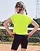 Zaclotre Girls Crop Tops Batwing Short Sleeve T Shirt Quick Dry Drop Shoulder Basic Tees Workout Athletic Shirts Neon Green