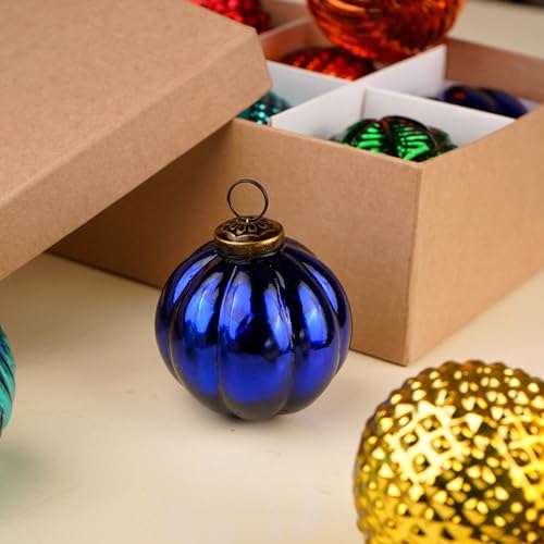 Image of IndianShelf 6 Colorful Christmas Balls - Glass Tree Ornaments - Multicolor Large Vintage Decorations for Christmas Tree
