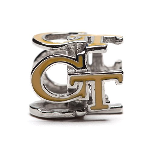 Georgia Tech Charm | Gt Yellow Jackets - Gold Colored Block Gt 4-Sided Charm | Officially Licensed Georgia Tech Jewelry | Georgia Tech Ramblin Wreck | Gt Jewelry | Gt Charms | Stainless Steel #TOP29