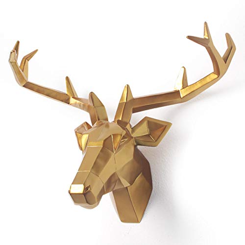 SXSYZZCL statue, 4 Color Available New Metallic Plating Head Wall Decoration Head Resin Wall Ornament Gift,Golden