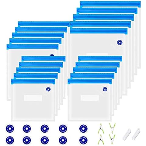 Reusable food vacuum bags ,Geliking Portable Vacuum Sealer Storage Bags,Dry and Moist Food Preservation for Vac Storage,Meal Prep or Sous Vide,20 Pcs,3 Size Cover