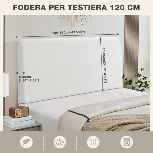 TAOCOCO Bett Kopfteil Bezug, Kopfteilbezug für Doppelbett, elastischer Kopfteilbezug, weicher Samtstoff, waschbar, All-in-One-Design, Weiß… – Ansicht 3