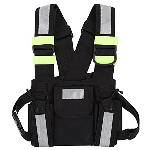 Gilet de talkie-walkie, pack de harnais de poitrine, pack avant de harnais de poitrine, pack avant de harnais tactique radio TYT réfléchissant jaune,...