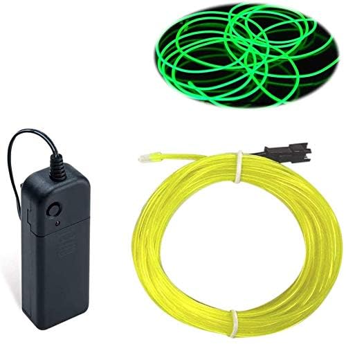 Image of MaxLax EL Wire Fluorescent Green, 2M Portable Battery Pack Neon Light Strip 360 Cuttable Glowing Rope Lights for Parties, Halloween, DIY Decoration