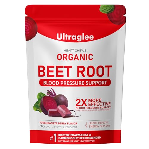 Ultraglee Beetroot Chewable Beetsroot Heart Nitric Oxide Support Soft Beets Heart Chews Grape Seed Extract &Beet Root Powder Energy Supplement 60 (Pomegranate Berry Flavor)