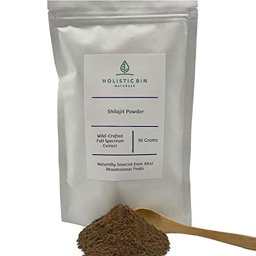 Raw Shilajit Powder by Holistic Bin - Wildcrafted, Full Spectrum Extract - (50 Servings) Natural Organic Fulvic Acid and Trace Minerals - for Natural Weight Loss, Nootropic & Potent Adaptogen